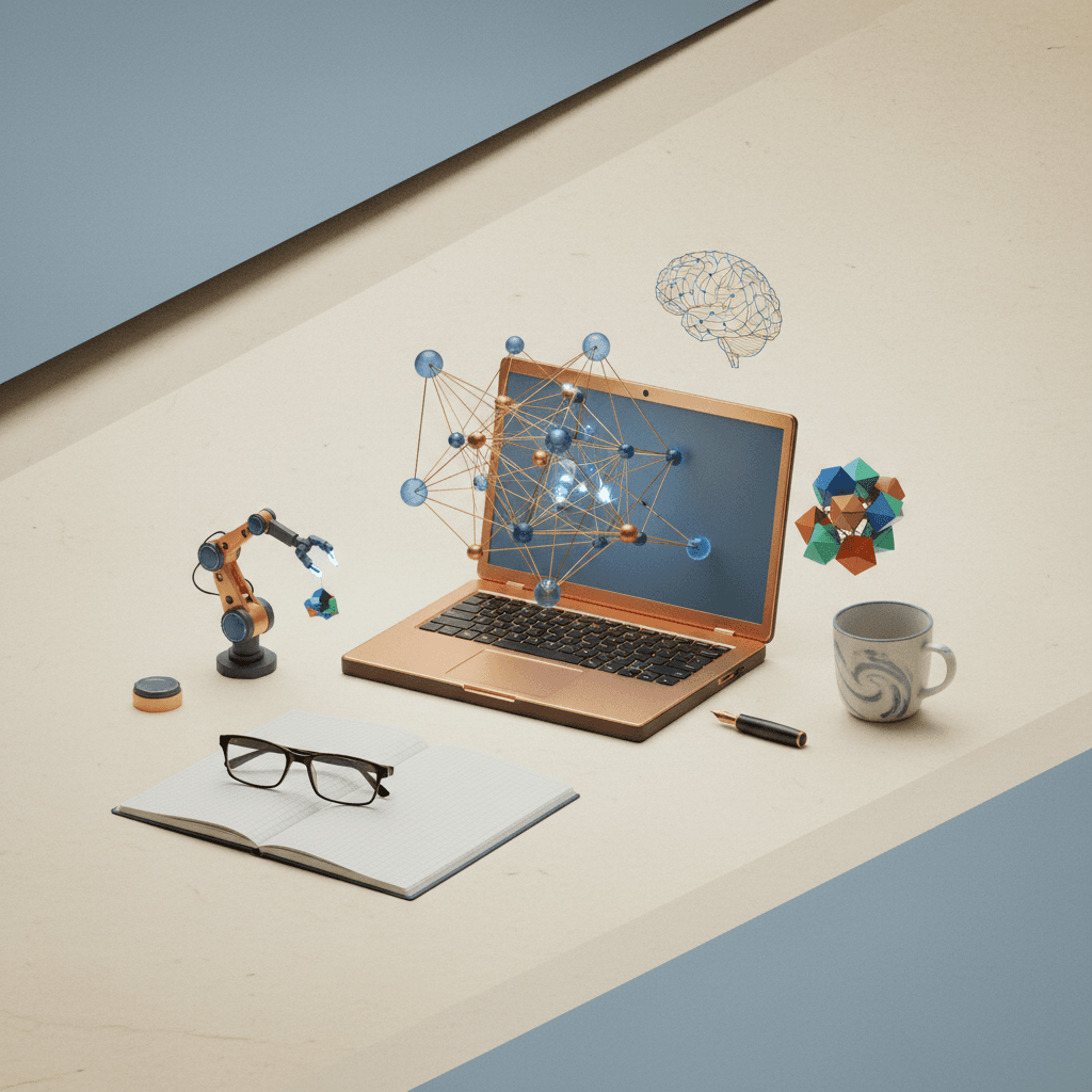 # Alt Text Options

**Option 1:**
Minimalist workspace featuring laptop, notebook, and pen arranged on warm paper with muted blue accent lighting.

**Option 2:**
Flat lay of professional tools—computer, writing materials—on neutral background with soft blue tonal accent.

**Option 3:**
Arranged desk essentials including technology and stationery on cream paper backdrop with subtle blue design element.